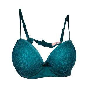 Jezebel Teal Lace Push-Up Bra 34C